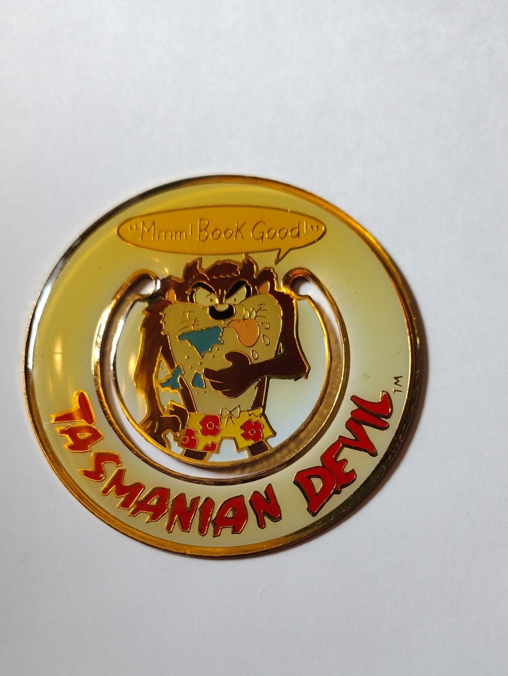 Looney Tunes Tasmanian Devil Enamel And Metal Vintage Bookmark 1991